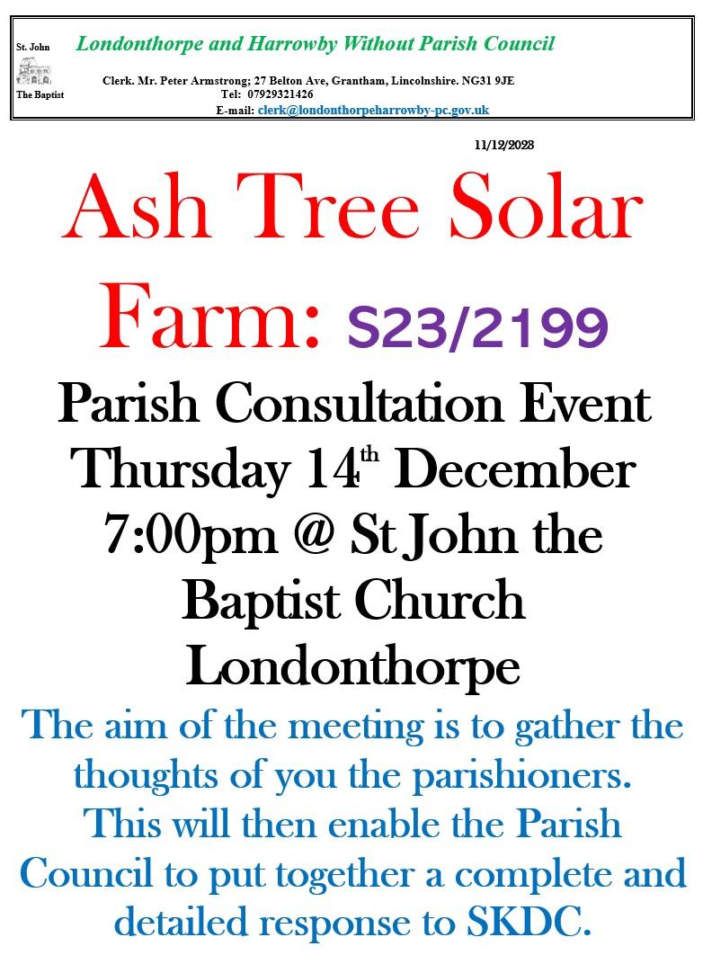 Ash tree solar farm parish consultation event